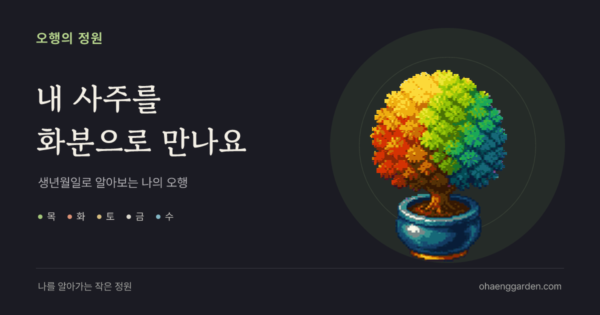 오행의 정원 서비스 화면